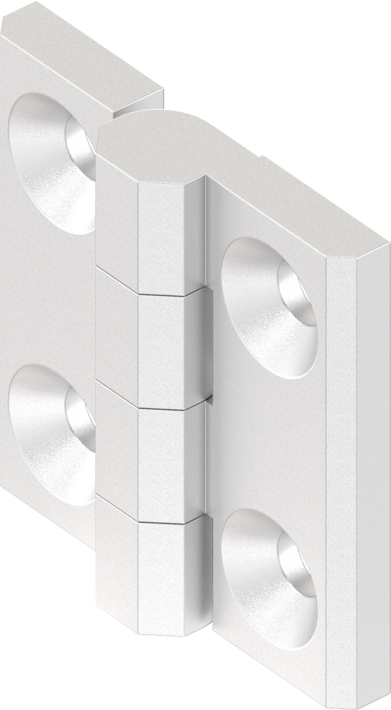 Bisagra 180° sin pasador de bisagra, acero inoxidable AISI 316 pulido de forma industrial