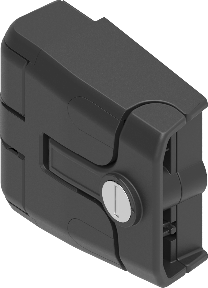 Latch-Hinge with pressure relief, keyed 9081, keyed different, Polyamide GF black