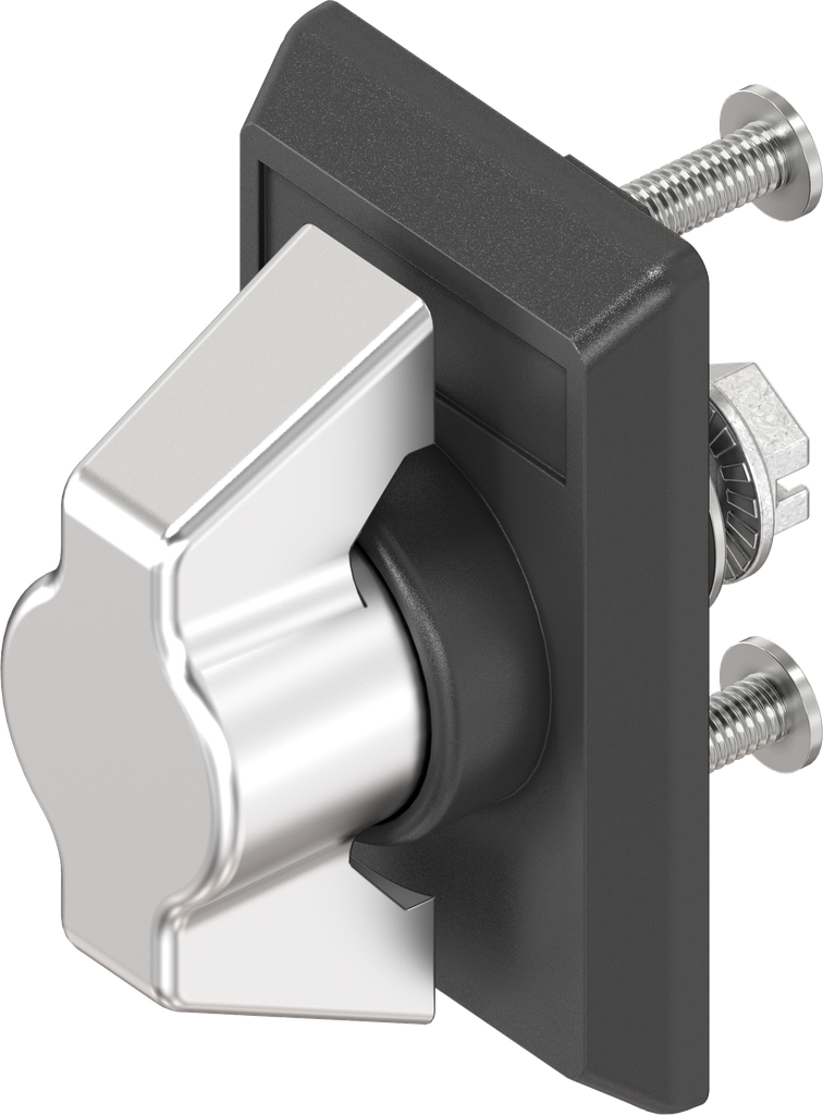 Escutcheon with wing knob, non-keyed, Stainless steel and polyamide black