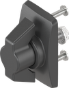 Escutcheon short with wing knob, non-keyed, Polyamide black and zinc die black powder-coated