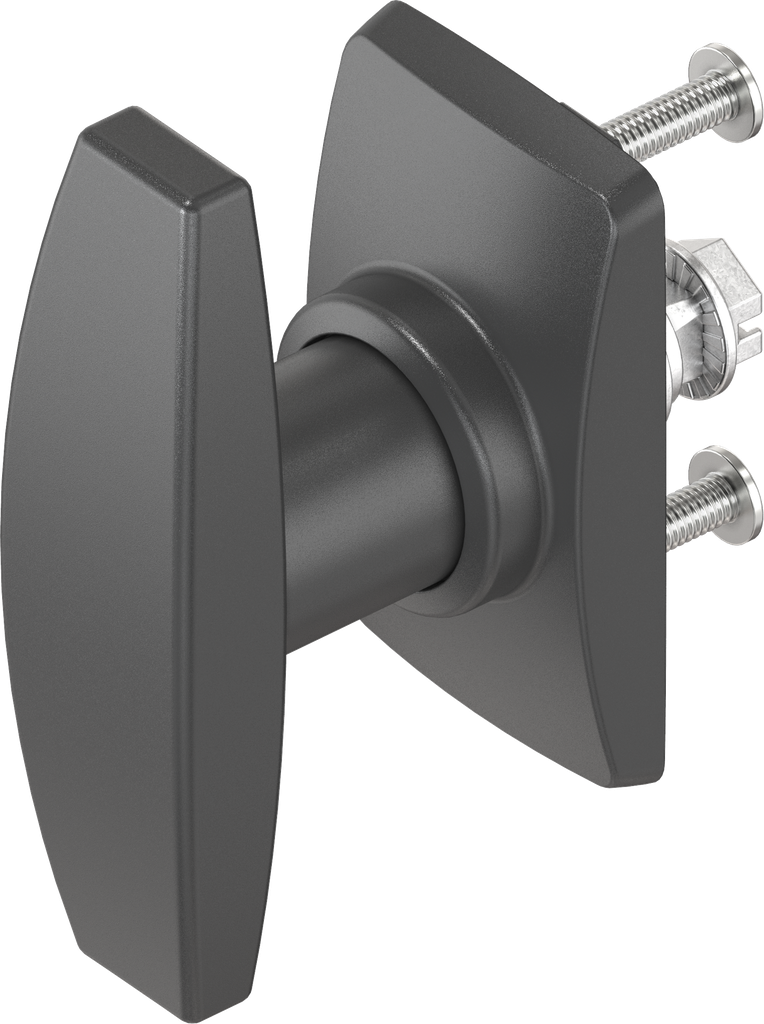 Escutcheon short with T-handle, non-keyed, Polyamide black and zinc die black powder-coated