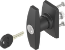 Escutcheon short with T-handle, keyed different, Polyamide black and zinc die black powder-coated