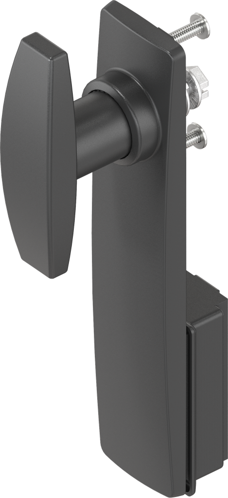 Escutcheon long with T-handle, non-keyed, Polyamide black and zinc die black powder-coated