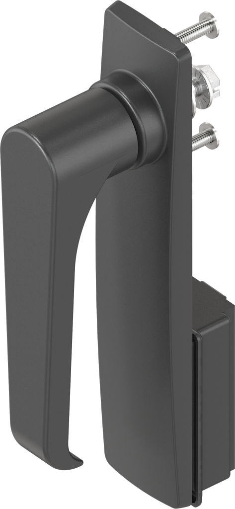 Escutcheon long with L-handle, non-keyed, Polyamide black and zinc die black powder-coated