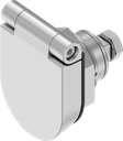 Compression latch left with optical opening indicator and cover with red pad printing, Stainless steel AISI 316