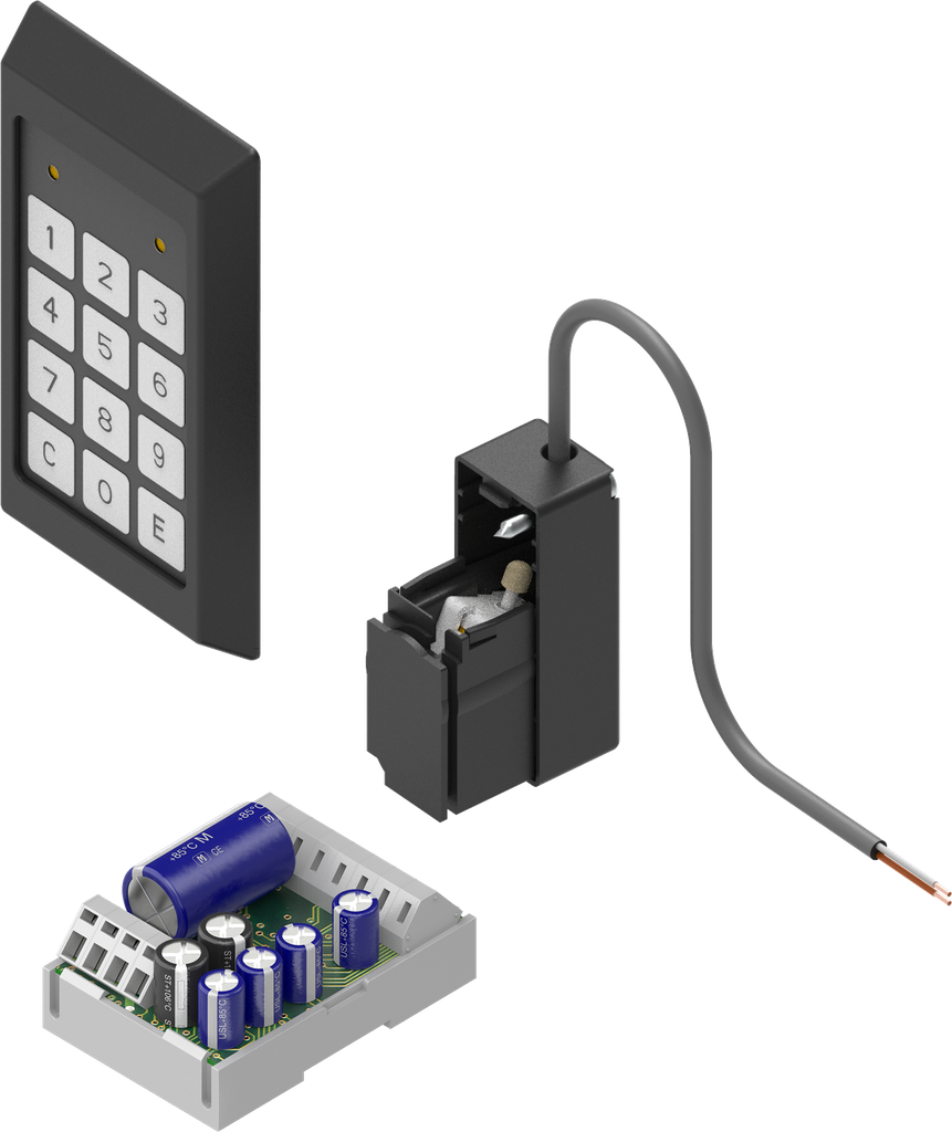 Tastiera elettronica con elemento di chiusura modulare poliammide nero, poliammide GF nero