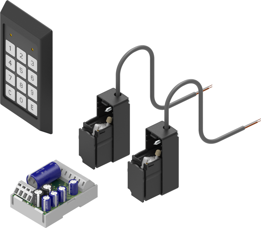 Elektronisches Tastaturschloss mit 2 Verschluss-Systembausteinen Polyamid GF schwarz, Polyamid GF schwarz