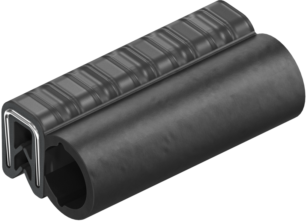 Sealing profile made of fire protection material, self-clamping, Foam rubber EPDM; clamping profile EPDM 60 ± 5 Shore A black