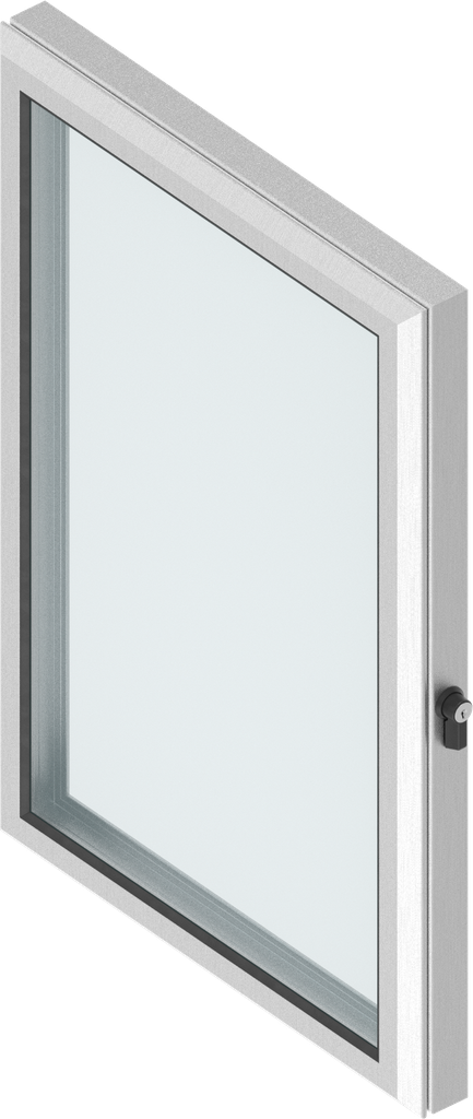 Aluminium window with 30 mm frame with wing knob quarter turn on the side, keyed 2233X, Aluminium anodized