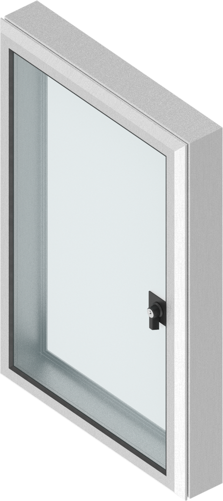 Aluminium window with 61 mm frame with wing knob quarter turn at the front keyed 2233X, Aluminium anodized