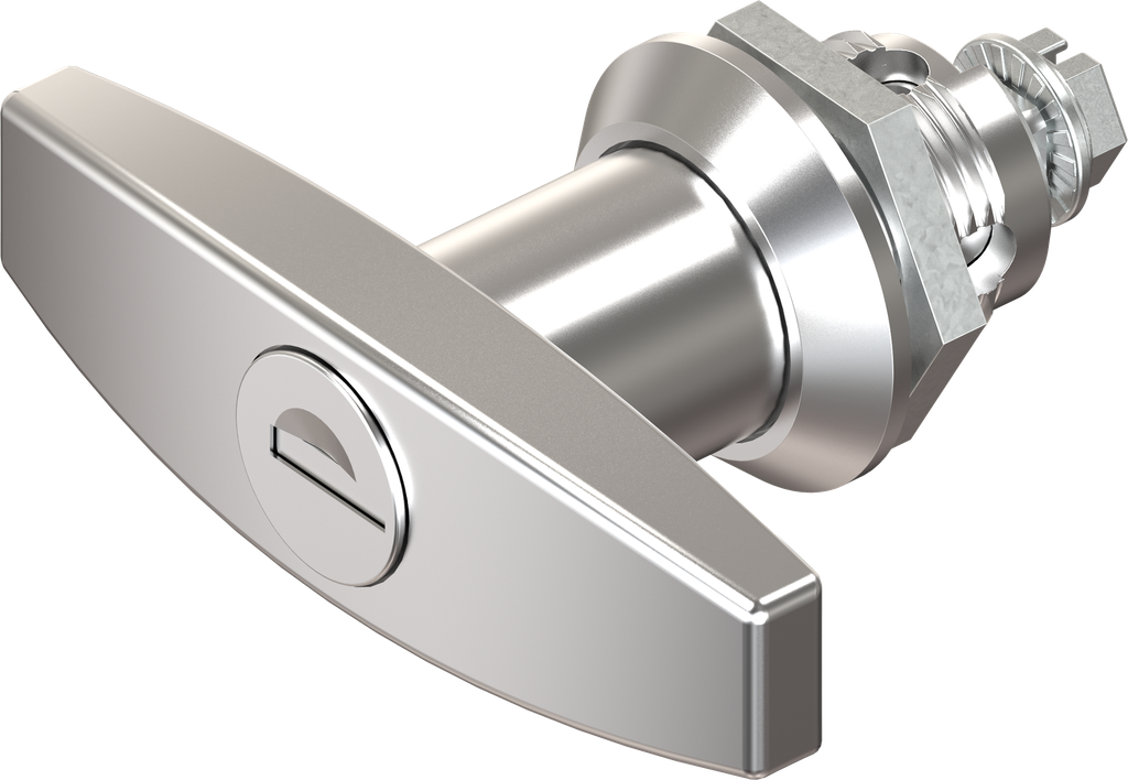 T-handle quarter turn, keyed different, Zinc die chrome-plated