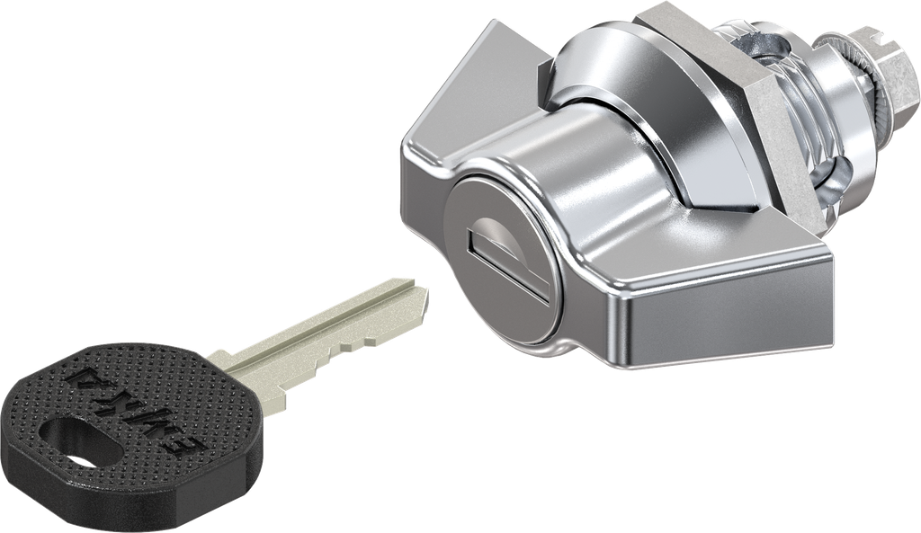 Wing knob quarter turn, keyed EK 333, Zinc die chrome-plated