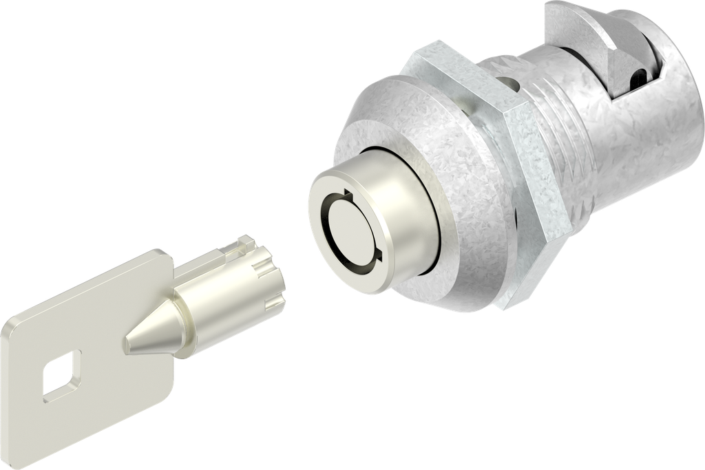 Radial pin-push cylinder, keyed different, Zinc die chrome-plated