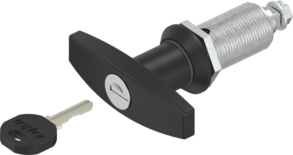 Compression latch with T-handle, keyed EK 333, Zinc die black powder-coated