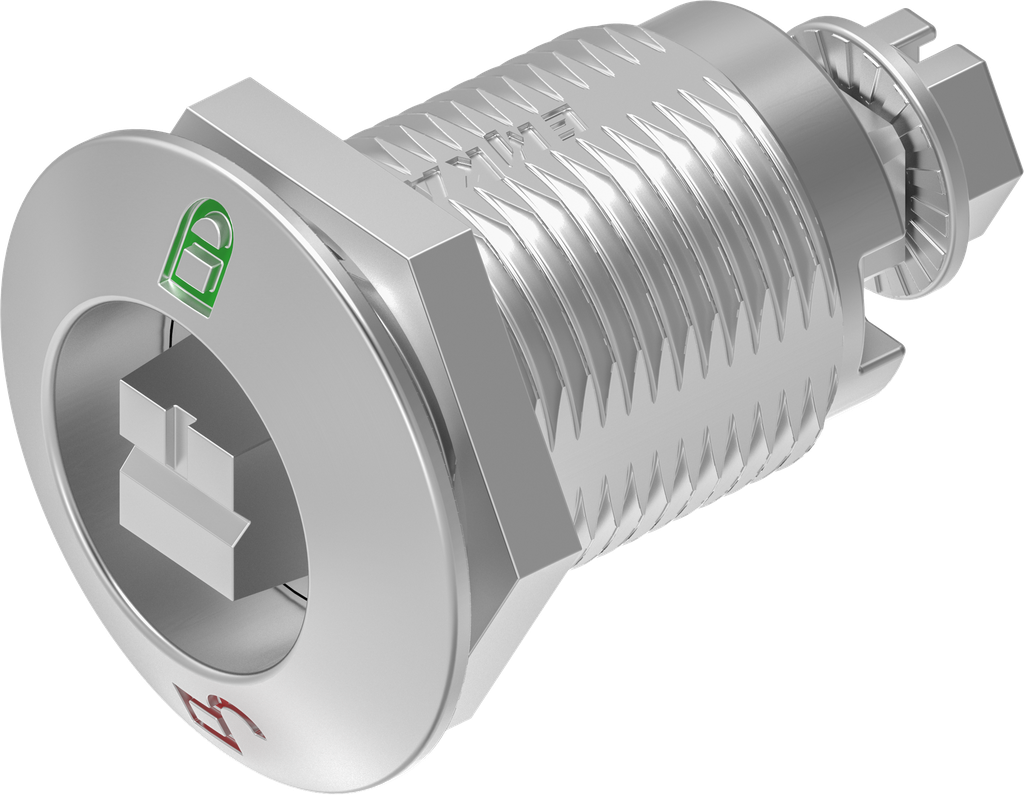 Compression latch railway version with red - green marking, Stainless steel AISI 316 polished