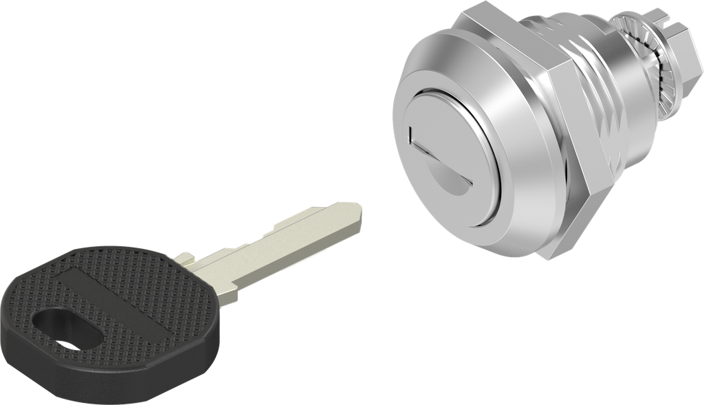 Cuarto de vuelta con bombín, llave diferente, acero inoxidable AISI 316