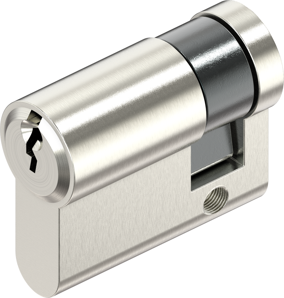 Profile half cylinder acc. to DIN 18252, keyed different with 3 keys, Brass nickel-plated