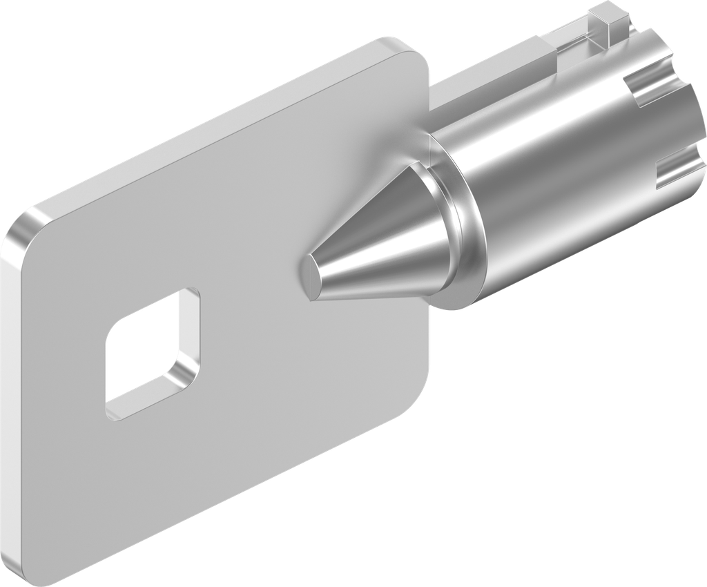 Llave para cilindro con pistones radiales, llave idéntica 20001, acero niquelado