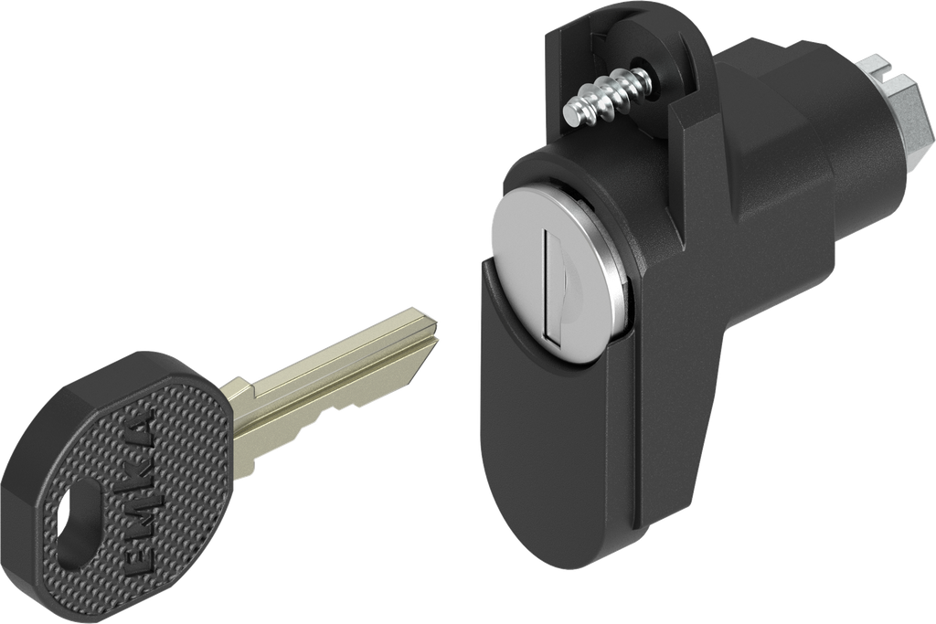 Locking set with round cylinder, keyed different, Polyamide GF black