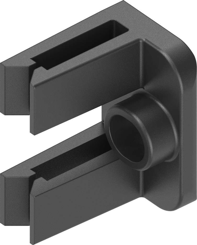 Stanggeleider voor platte stang 14x3 inklikbaar voor smalle inbouwruimte, polyamide zwart