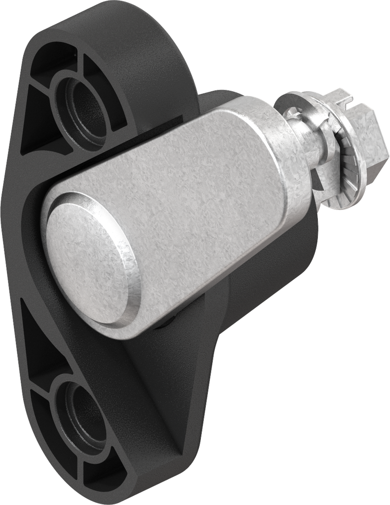 Locking point with compression function for multiple interlocking, left version, Polyamide black and zinc die