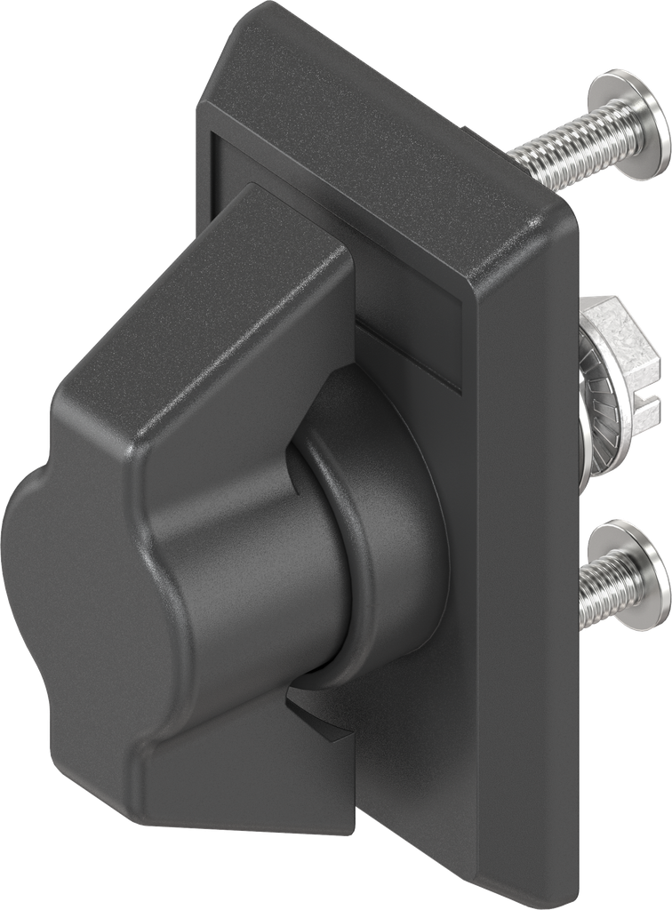 Escutcheon with wing knob, non-keyed, Polyamide black and zinc die black powder-coated