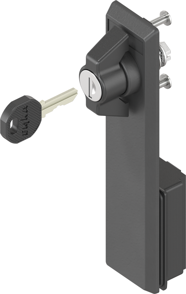 Escutcheon with wing knob, keyed EK 333, Polyamide black and zinc die black powder-coated