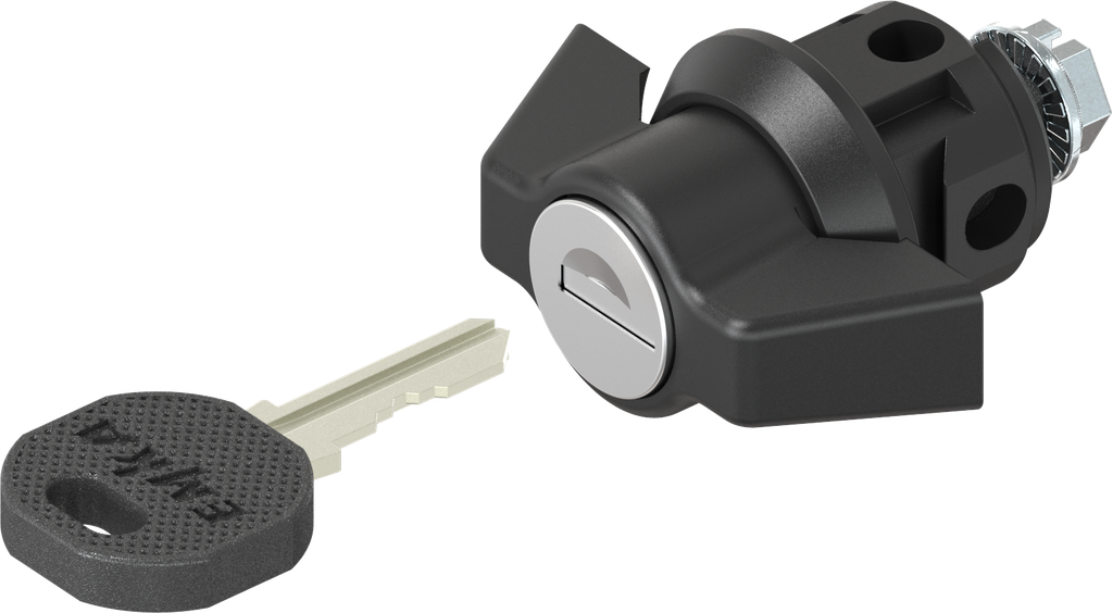 Wing knob quarter turn clip fix, keyed different, Polyamide GF black