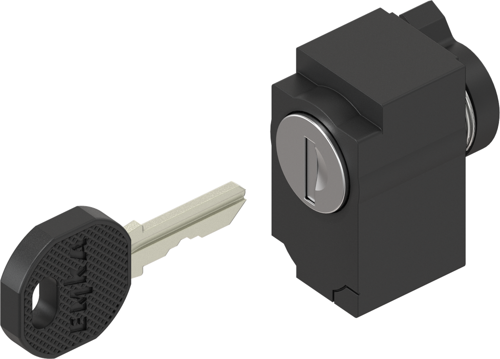 Locking set with round cylinder, keyed EK 333, Polyamide GF black