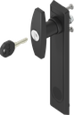 Escutcheon 2153 with T-handle, keyed EK 333, Polyamide black and zinc die black powder-coated