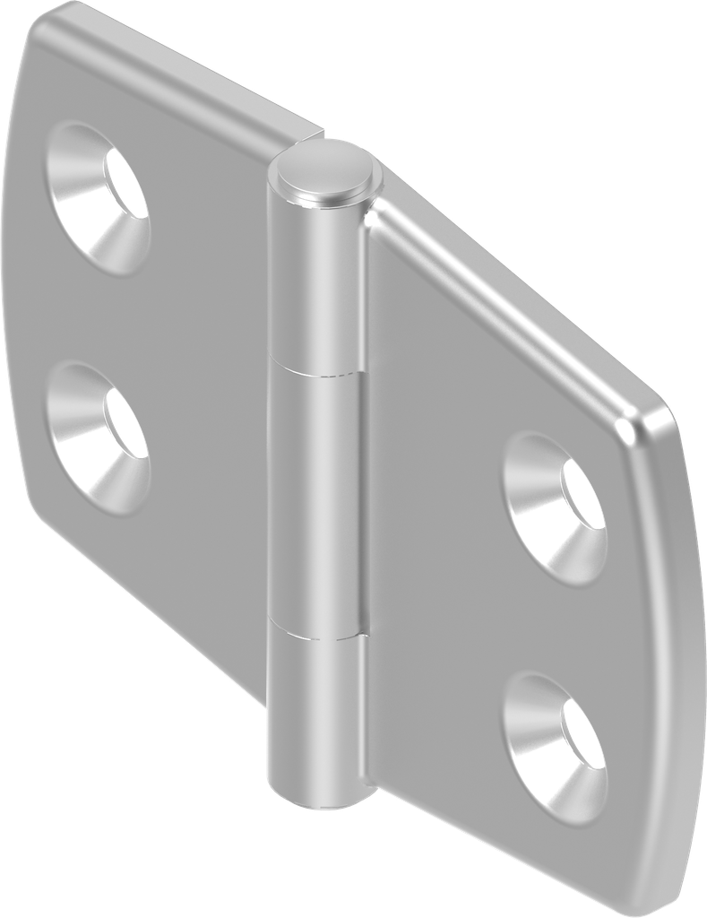 charnière 180°, inox AISI 316 poli