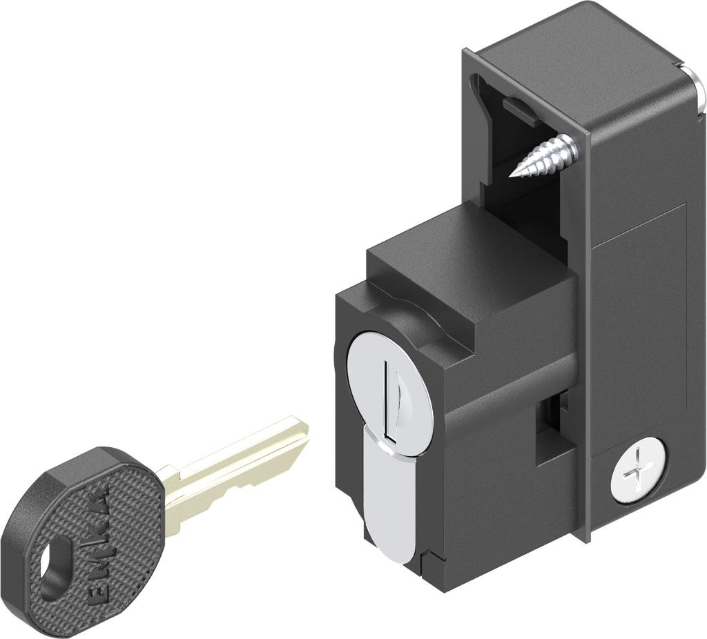 Locking set with profile half cylinder with round cylinder, keyed EK 333, Polyamide GF black