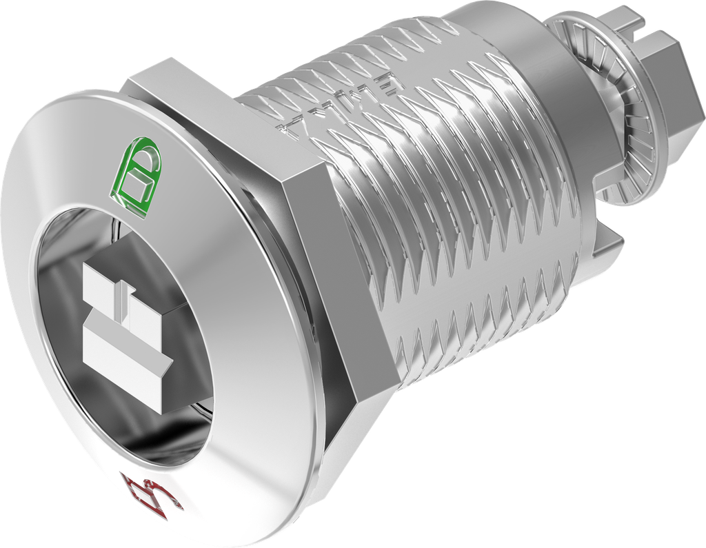 Compression latch railway version with red - green marking, Stainless steel AISI 316 highly polished