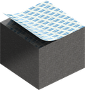 Cell sponge rubber 25 x 30 mm, EPDM black stretch eliminating and self-adhesive