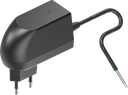 Power supply plug 12V with open cable ends, Plastic black